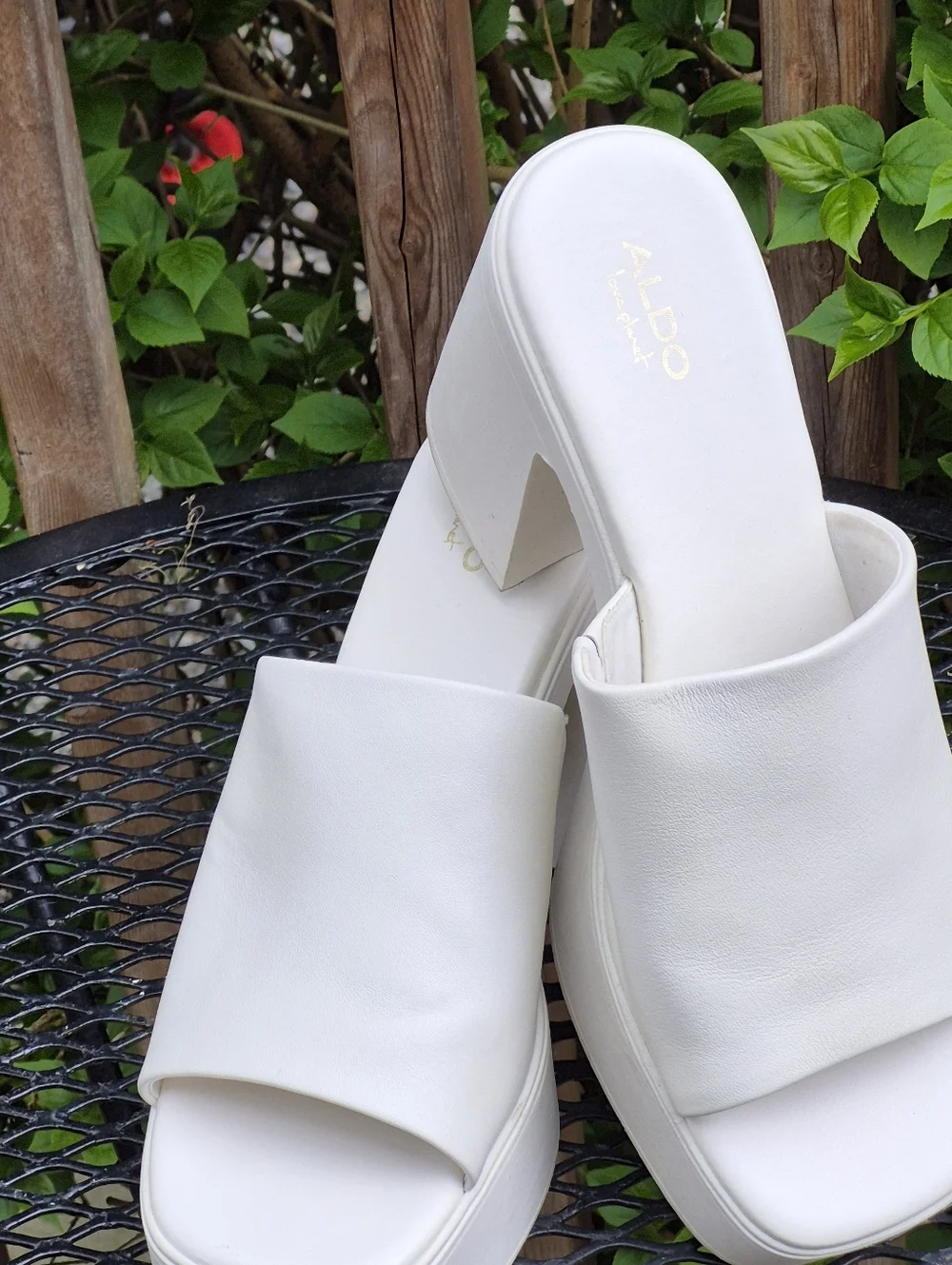 ALDO White Padded Slide Platform Mules - Picture 13 of 16